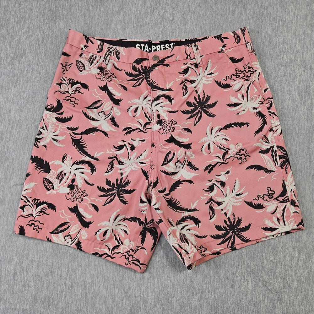 Levi's Shorts Mens 36 Pink Sta-Prest Floral Hawaiian Chino Polyester Cotton